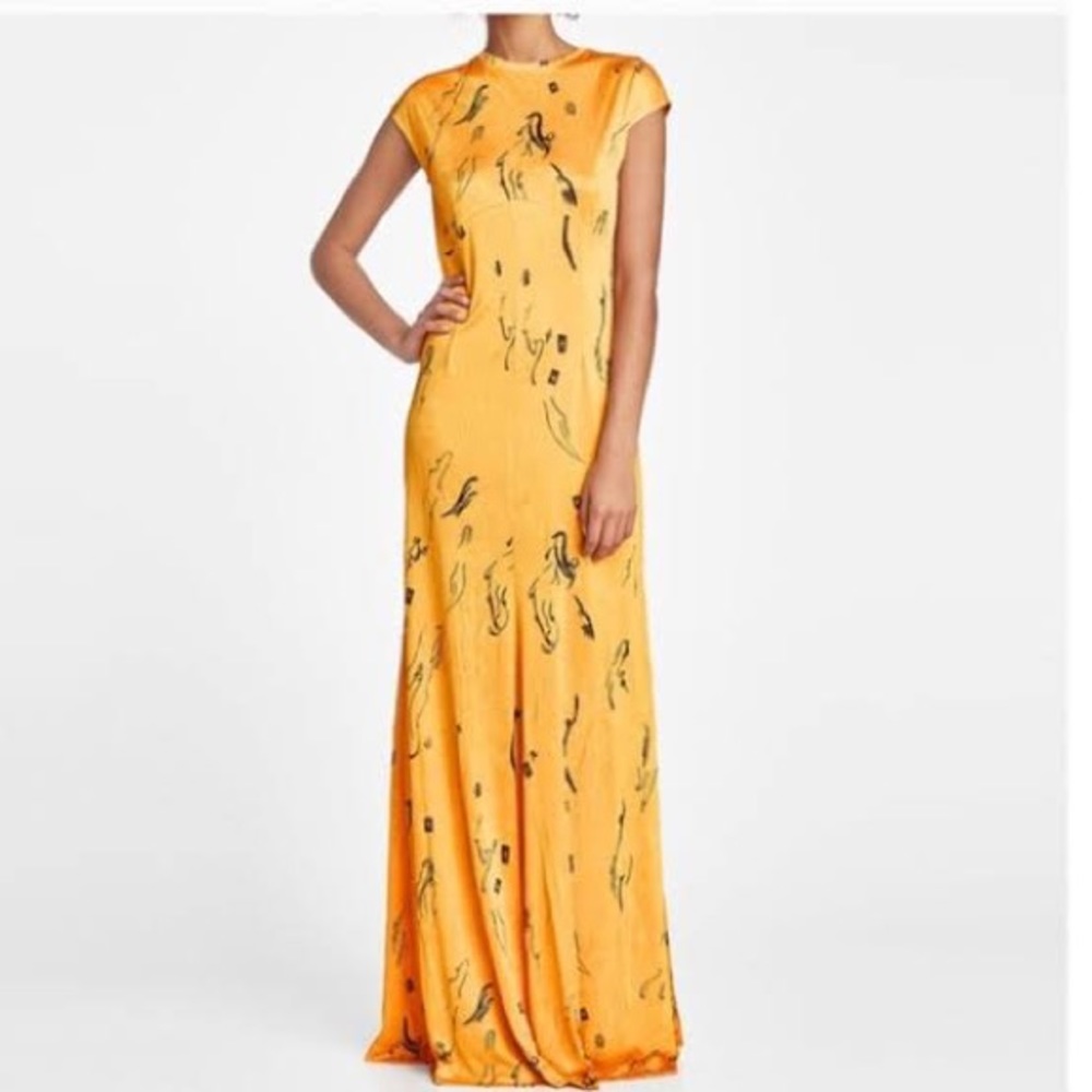 Iconic Zara Yellow Print Maxi Dress